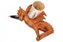 WINDALF Vikings Trinkhornständer ASKA 22 cm Drache Links schauend Handarbeit aus Holz WINDALF Vikings Trinkhornständer ASKA 22 cm Drache Links schauend Handarbeit aus Holz - Windalf.de