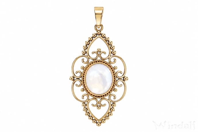 WINDALF Mittelalter Damen Schmuck Anh&auml;nger ARKONA 4 cm Perlmutt Bronze - Windalf.de
