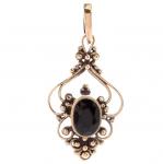 WINDALF Damen Schmuck Anhänger SALIA 3.1 cm Mittelalter Schmuck Schwarzer Stein Bronze - Windalf.de