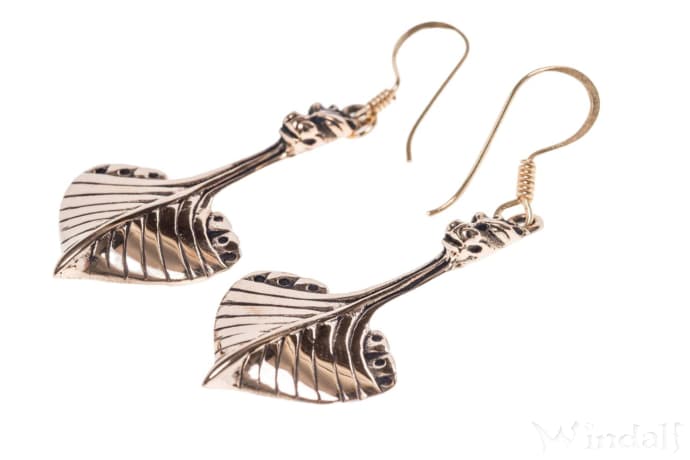 WINDALF Wikinger Ohrringe DANAR 5.1 cm Wikingerboote Bronze - Windalf.de