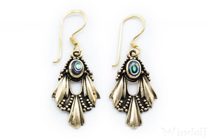 WINDALF Bohemia Ohrringe ARWINA 4 cm Bohemia Abalone Zauber Bronze - Windalf.de