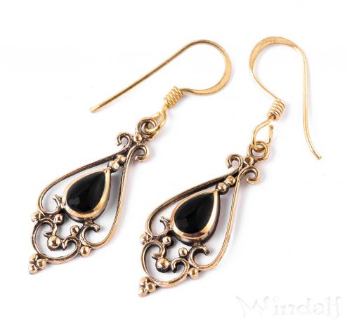 WINDALF Damen Ohrhänger VENUS 3.9 cm Schwarzer Onyx Bronze - Windalf.de