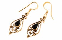 WINDALF Ornament Damen Ohrh&auml;nger VENUS 3.9 cm Schwarzer Onyx Ohrschmuck Bronze - Windalf.de