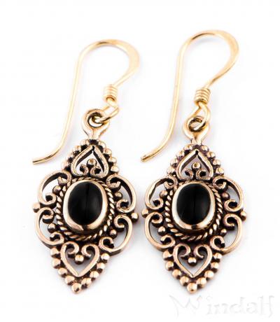 WINDALF Damen Ohrhänger DANIU 3.6 cm Onyx Ohrschmuck Bronze - Windalf.de