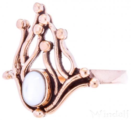 WINDALF Zarter Damen Ring NIKA 18 mm Flammenzauber Perlmutt Bronze - Windalf.de