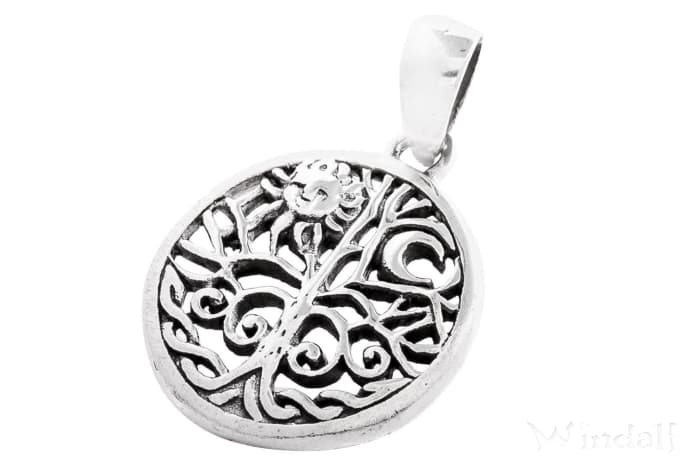 WINDALF Boho Lucky Schmuck Anhänger ALINE Ø 1.7 cm Kleine Sonne & Mond im Lebensbaum Silber WINDALF Boho Lucky Schmuck Anhänger ALINE Ø 1.7 cm Kleine Sonne & Mond im Lebensbaum Silber - Windalf.de