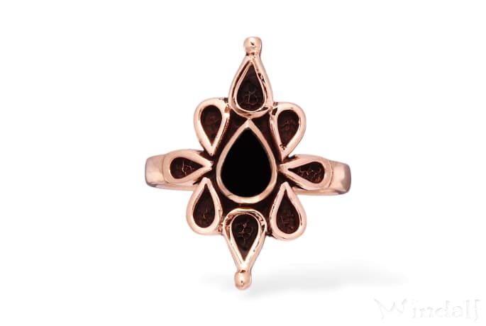 WINDALF Damen Ring NAIRNE 20 mm Schwarzer Onyx Gothic Blumenring Bronze WINDALF Damen Ring NAIRNE 20 mm Schwarzer Onyx Gothic Blumenring Bronze - Windalf.de