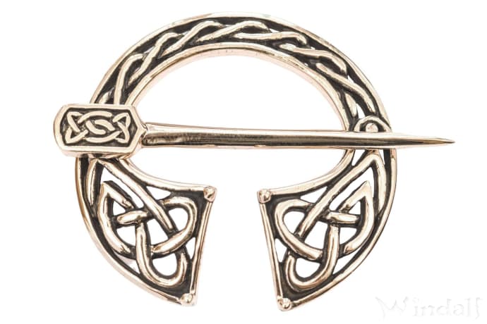 WINDALF Britische Schmuck Fibel ASURA 4.6 cm Keltische Knoten Tuchnadel Bronze - Windalf.de