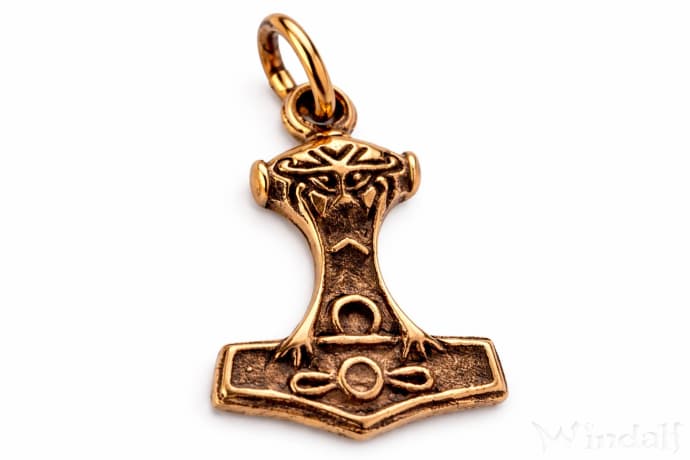 WINDALF Vikings Schmuck-Anh&auml;nger TORSAN 2 cm Kleiner Thorshammer Bronze - Windalf.de