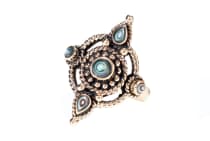 WINDALF Wikinger Ring AKIRA 24 mm Seeopal Vintage Schmuck Bronze - Windalf.de