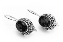 WINDALF Bohemia Ohrhänger LEONA 2.4 cm Funkeln in der Nacht Schwarzer Kristall Handarbeit Silber - Windalf.de
