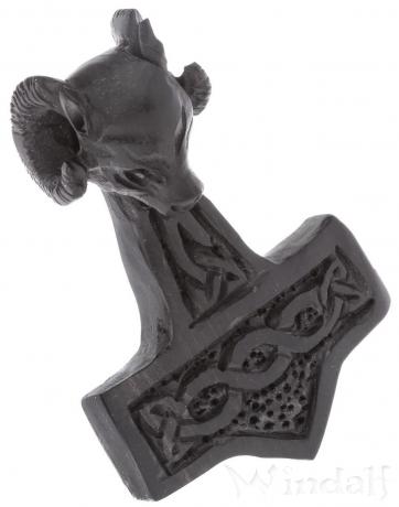 WINDALF Wikinger Schmuck-Anhänger RAM 5 cm Schwarzer Thorshammer Widderhammer Holz - Windalf.de