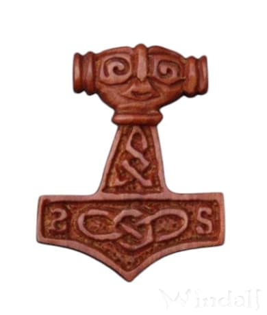 WINDALF Wikinger Schmuck Anhänger MJÖLNAR 3.5 Donner-Hammer Thorshammer Handarbeit Holz - Windalf.de