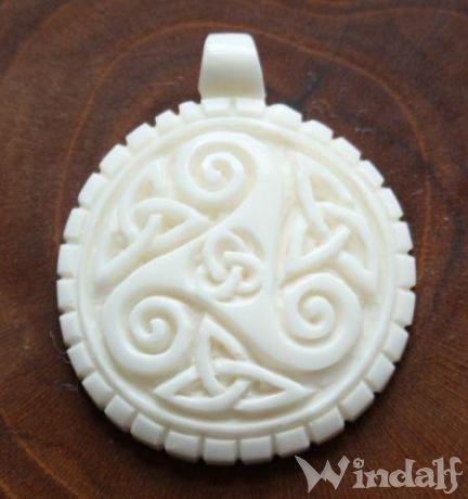 WINDALF Schmuck Anhänger DANA 4.1 cm Keltische Triskele aus Knochen WINDALF Schmuck Anhänger DANA 4.1 cm Keltische Triskele aus Knochen - Windalf.de