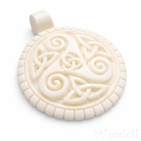 WINDALF Schmuck Anh&auml;nger DANA 4.1 cm Keltische Triskele aus Knochen - Windalf.de