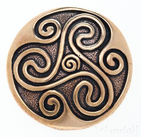 WINDALF Großer Schmuck Anhänger CAILA 4.5 cm Triskele Vintage Bronze - Windalf.de