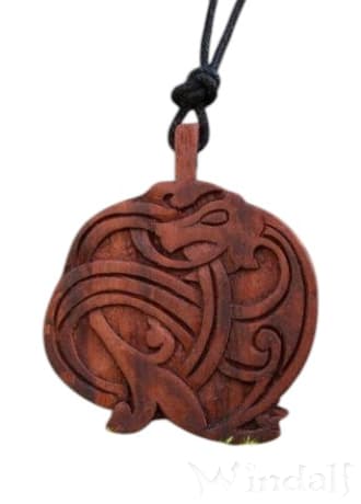 WINDALF Wikinger Schmuck Anhänger DRAGON 5 cm Wikinger-Drache Handarbeit Holz - Windalf.de