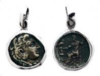 WINDALF Schmuck Anhänger ZEUS & HERA Ø 1.5 cm Antike Münze Bronze Silber - Windalf.de