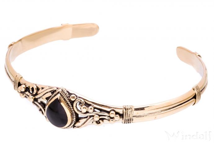 WINDALF Damen  Armreif SHARON Ø 6.4 cm Zauberfedern Armschmuck mit Onyx Bronze WINDALF Damen  Armreif SHARON Ø 6.4 cm Zauberfedern Armschmuck mit Onyx Bronze - Windalf.de