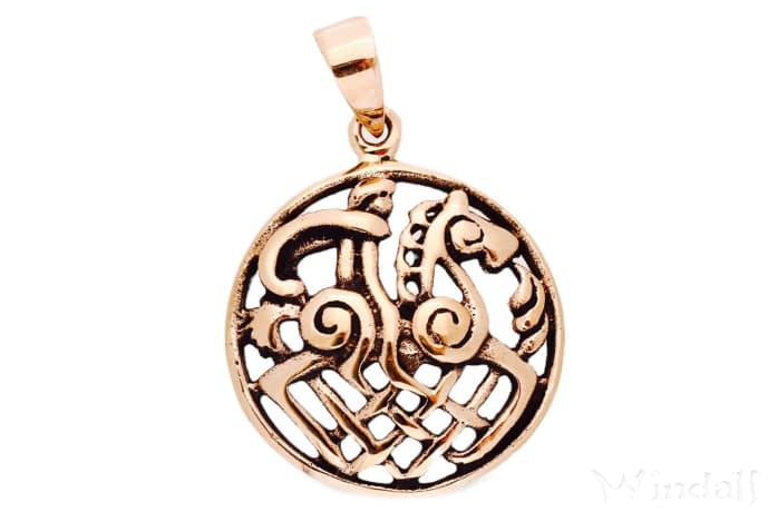 WINDALF Schmuck Anhänger ODIN & SLEIPNIR 3.3 cm Bronze - Windalf.de