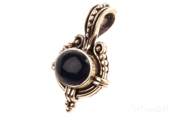 WINDALF Römischer Schmuck Anhänger NOX 3.1 cm Schwarzer Onyx Vintage Bronze - Windalf.de