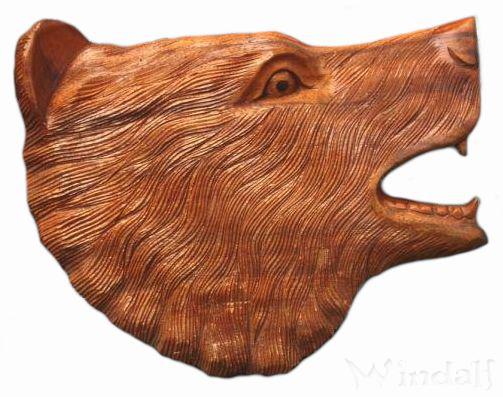 WINDALF Krafttier Bär Wandbild ROBIN 24 cm Bärenkopf Rechts schauend Handarbeit aus Holz - Windalf.de