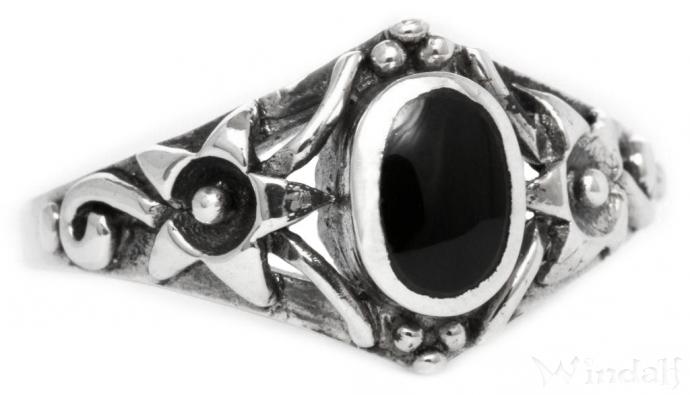 WINDALF Bohemia Ring LUCIA 10 mm Glücks Ring Schwarzer Onyx Silber - Windalf.de