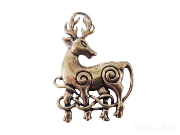 WINDALF Schmuck Anhänger DWALIN 4 cm Keltischer Hirsch Bronze WINDALF Schmuck Anhänger DWALIN 4 cm Keltischer Hirsch Bronze - Windalf.de