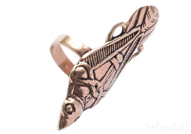 WINDALF Langer Vikings Ring MUNIN 48 mm Odins Rabe Bronze - Windalf.de
