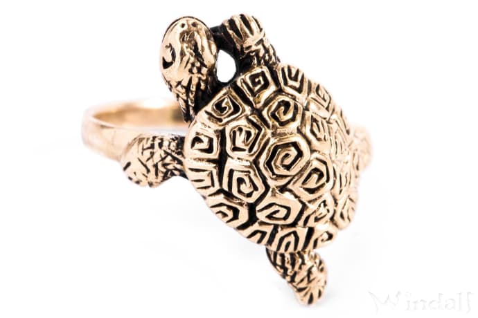 WINDALF Glücks Ring NAMY 22 mm Kleine Schildkröte Bronze - Windalf.de