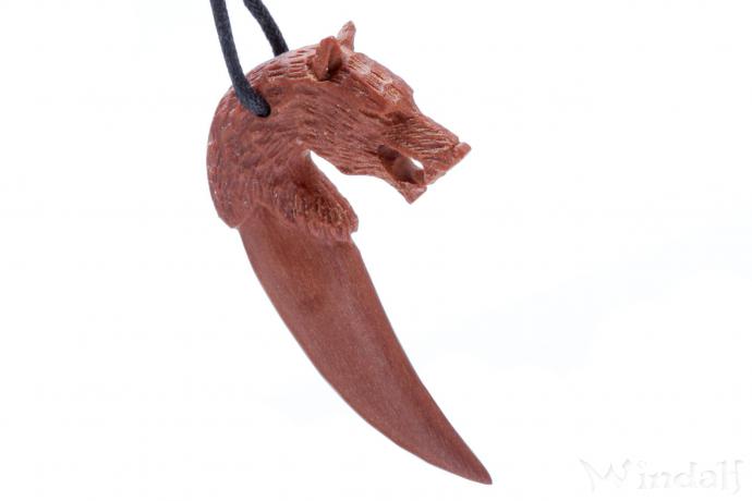 WINDALF Celtic Schmuck Anhänger VUKAR 5 cm Wolfskopf Krafttier Handarbeit Holz - Windalf.de