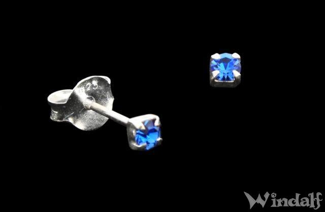 WINDALF Ohrstecker SINA 2,5 mm Blauer Kristall Silber - Windalf.de