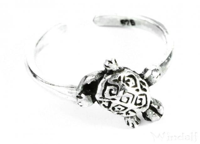 WINDALF Bohemian Zehenring LUCY 8 mm Kleine Glücks Schildkröte Silber - Windalf.de