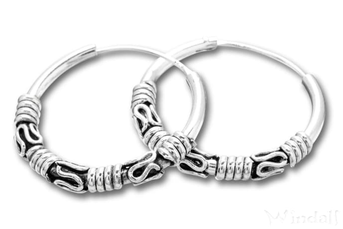 WINDALF Bohemia Silbercreolen SVANTI 25 mm Ohrringe Handarbeit Silber - Windalf.de