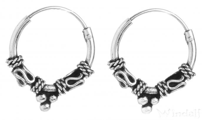 WINDALF Zarte Creolen NEBULA Ø 12 mm Ohrschmuck Handarbeit Silber - Windalf.de