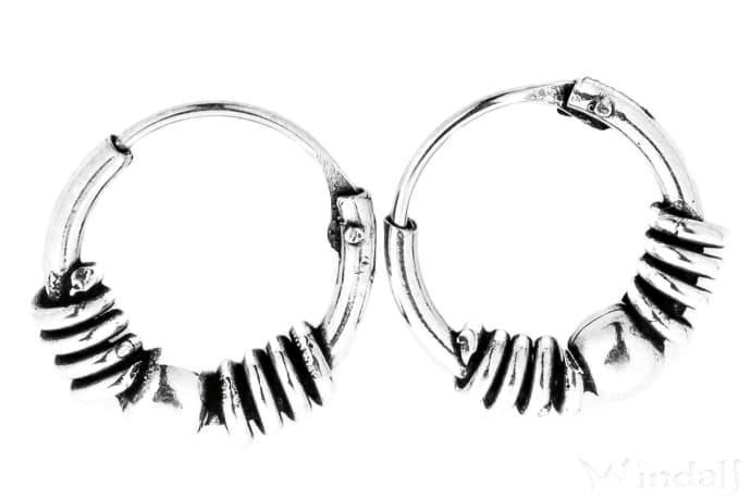 WINDALF Schmuck Creolen TRIAN Ø 10 mm Spiralen & Kugel Handarbeit Silber - Windalf.de