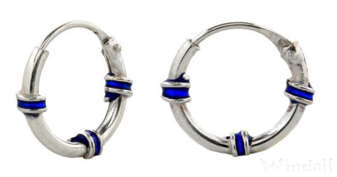 WINDALF Kleine Schmuck Creolen SKY BLUE Ø 11 mm Handarbeit Silber - Windalf.de