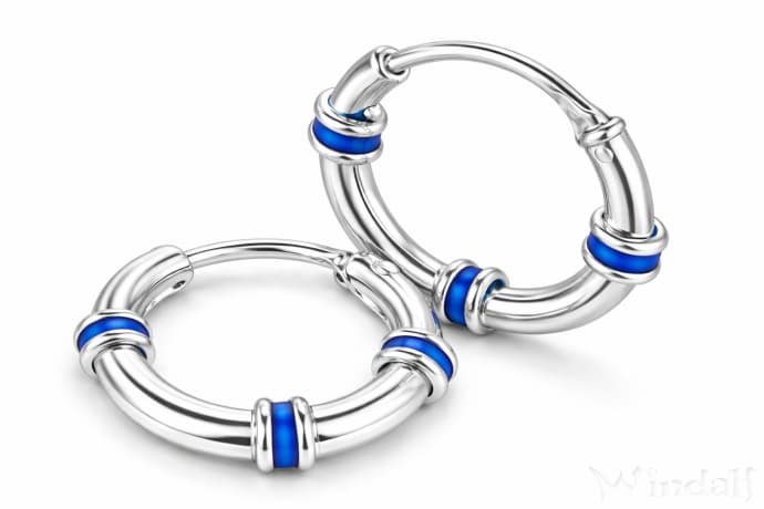 WINDALF Kleine Schmuck Creolen SKY BLUE &Oslash; 11 mm Handarbeit Silber - Windalf.de