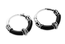 WINDALF Gothic Creolen AZUARI 13 mm Ohrringe Silberrad Schwarze Elemente Silber - Windalf.de