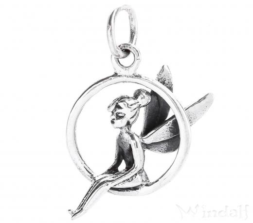 WINDALF Glücks Schmuck Anhänger LINA Ø 1.5 cm Kleine Elfe Silber - Windalf.de
