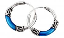 WINDALF Vintage Creolen BLUE SKY Ø 13 mm Ozeanblauer Ohrschmuck Handarbeit Silber - Windalf.de