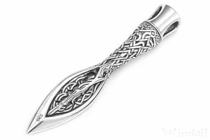 WINDALF Wikinger Schmuck-Anh&auml;nger ARAWN 4.1 cm Vikings Speerspitze Silber - Windalf.de