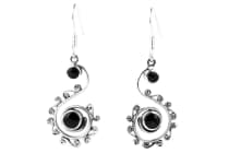 WINDALF Damen Ohrhänger LIASA 4.3 cm Spiralkraft des Lebens Onyx Ohrschmuck Silber - Windalf.de