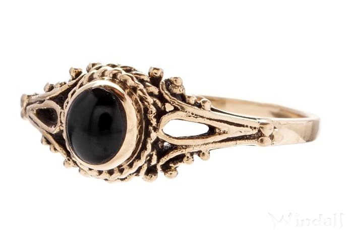 WINDALF Damen Mittelalter Ring ALICIA 7 mm Schützender Onyx Vintage Bronze - Windalf.de