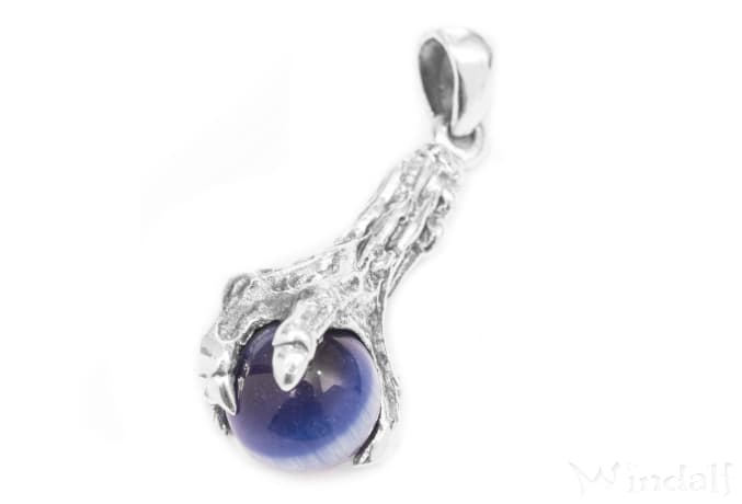 WINDALF Schmuck Anhänger CORVUS 3.4 cm Drachenkralle Blaue Kugel Silber WINDALF Schmuck Anhänger CORVUS 3.4 cm Drachenkralle Blaue Kugel Silber - Windalf.de