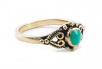 WINDALF Elben Türkis-Ring EVIE 8 mm Bohemia Mittelalter-Schmuck Bronze - Windalf.de