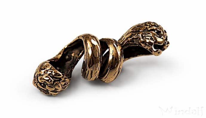 WINDALF L&ouml;wen Bartschmuck LOWAN 23 mm Haarperle Bronze - Windalf.de