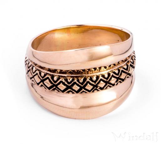 WINDALF Wikinger Ring ARCAN 15 mm Wikingerkunst Rautenmuster Bronzering WINDALF Wikinger Ring ARCAN 15 mm Wikingerkunst Rautenmuster Bronzering - Windalf.de