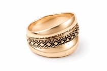 WINDALF Breiter Wikinger Ring ARCAN 15 mm Wikingerkunst Rautenmuster Bronzering - Windalf.de