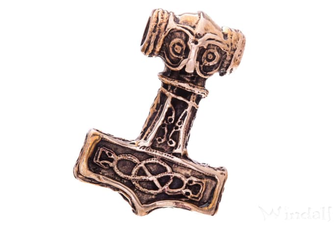 WINDALF Schmuck Anhänger DONAR 3.6 cm Thorshammer Bronze - Windalf.de